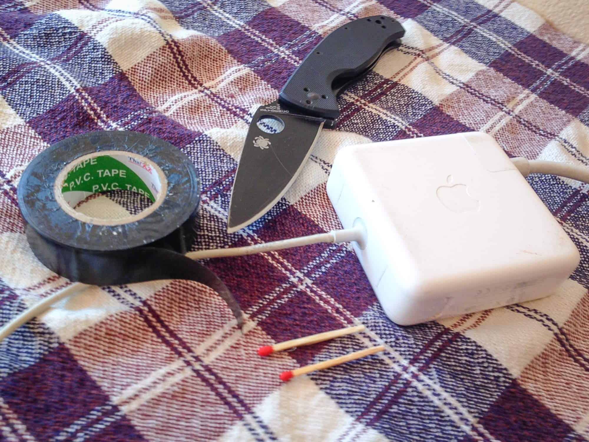 using electrical tape for mac charger